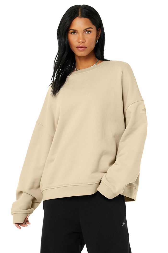 Alo Yoga Renown Crew Neck Sweatshirt Dam Bruna | 4120789-VL