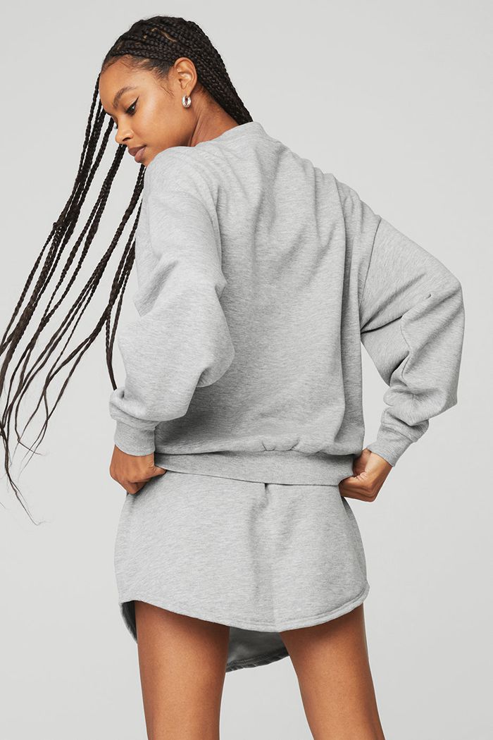 Alo Yoga Accolade Crew Neck Sweatshirt Dam Grå | 7485963-TL