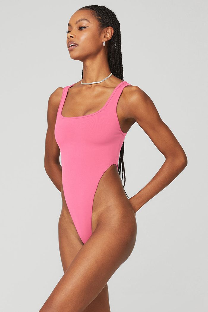 Alo Yoga Airbrush Hot Shot Bodysuit Dam Rosa Fuchsia | 3654072-FT