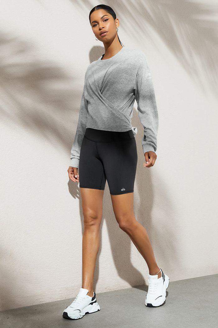Alo Yoga Dreamy Wrap Sweatshirt Dam Grå | 7291486-ZO
