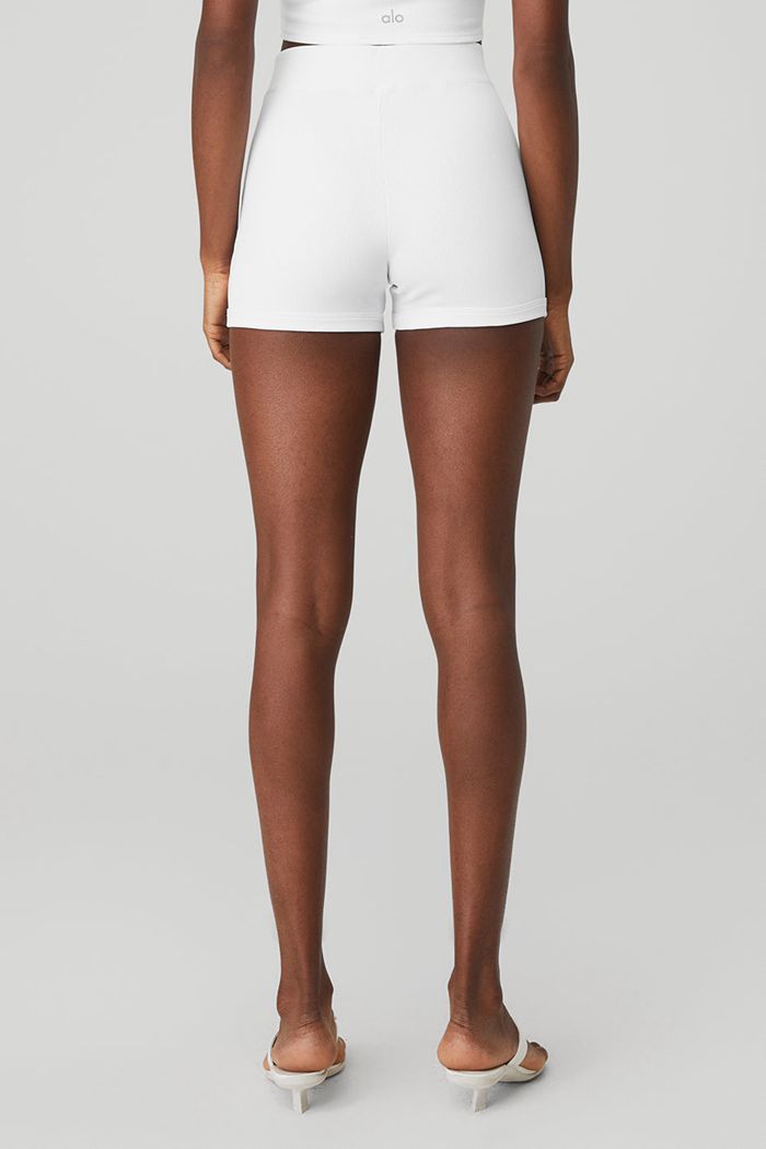 Alo Yoga Goddess Ribbed High-Midja Hot Short Dam Vita | 1963527-UL