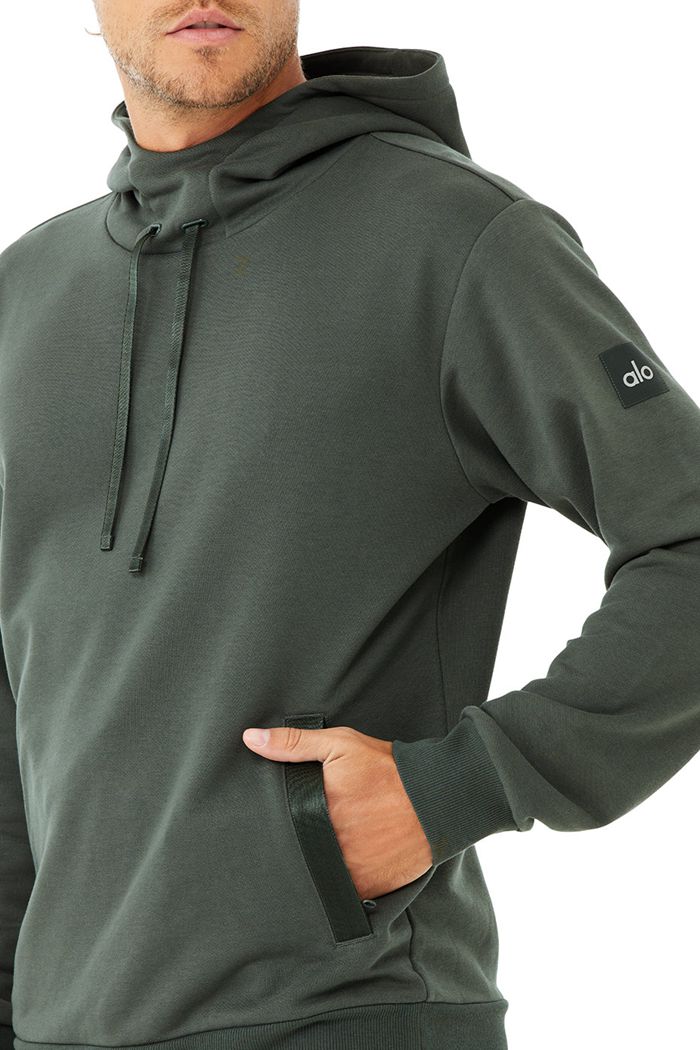 Alo Yoga Highline Hoodie Herr Mörkgröna | 4657102-BZ