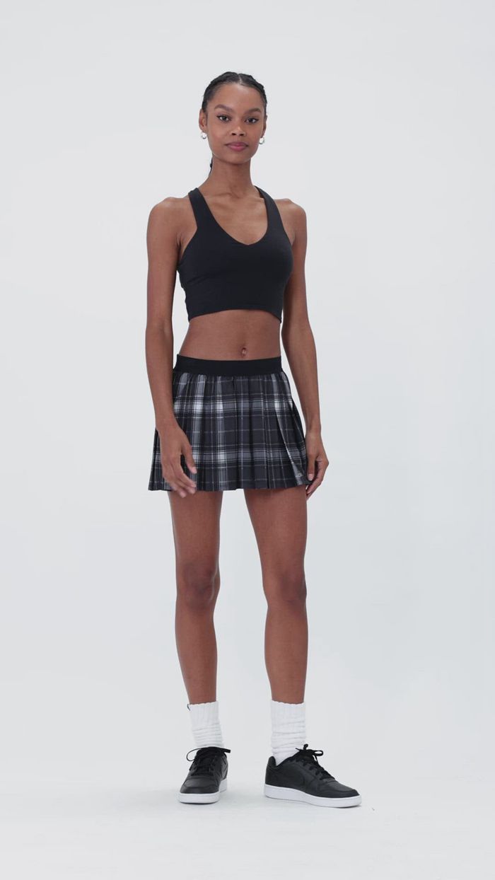 Alo Yoga Legacy Plaid Varsity Tennis Kjolar Dam Svarta | 8295437-PA