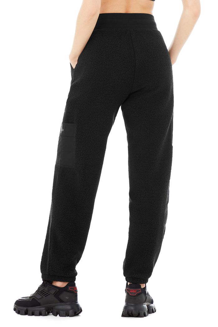 Alo Yoga Micro Sherpa High-Midja Solstice Sweat Byxor Dam Svarta | 4652830-OX