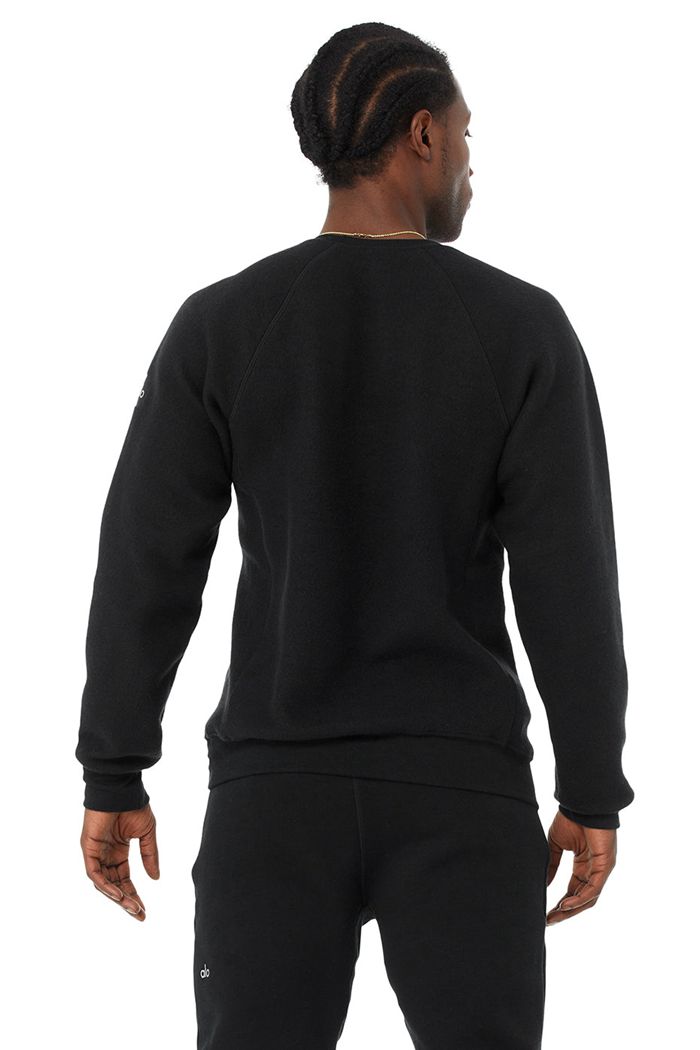 Alo Yoga Triumph Crew Neck Sweatshirt Long Sleeve Herr Svarta | 6052148-GI