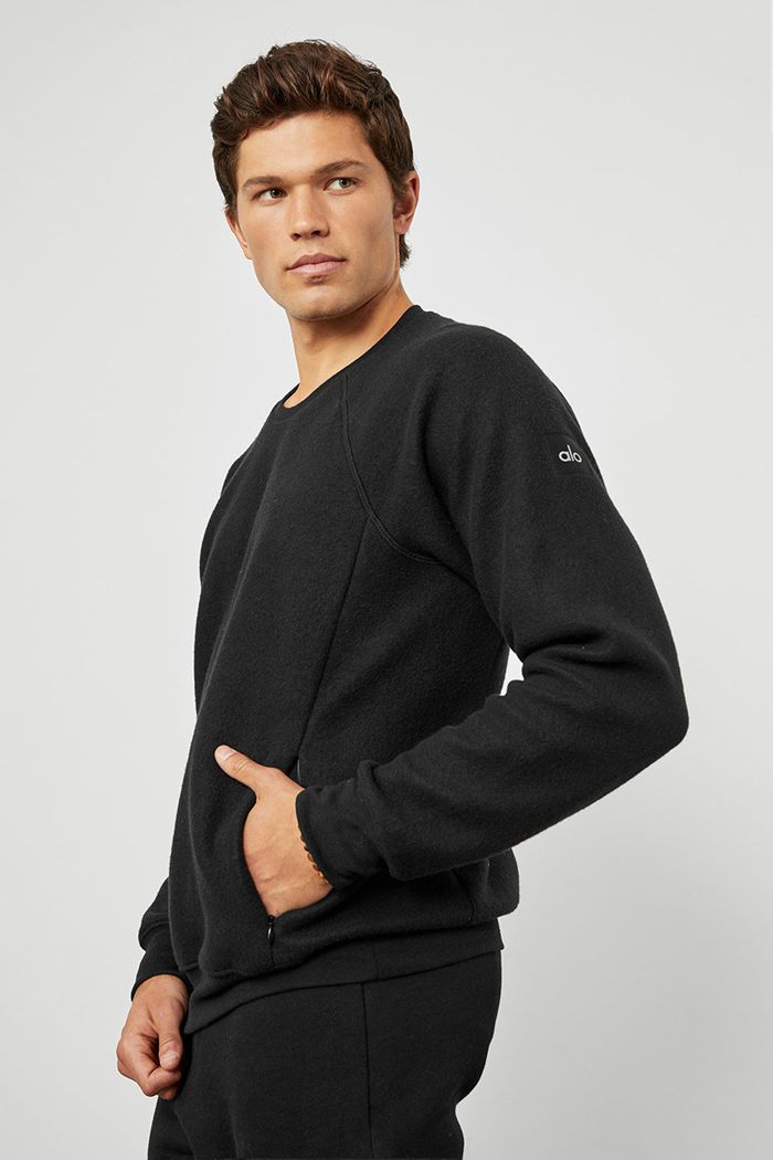 Alo Yoga Triumph Crew Neck Sweatshirt Long Sleeve Herr Svarta | 6052148-GI