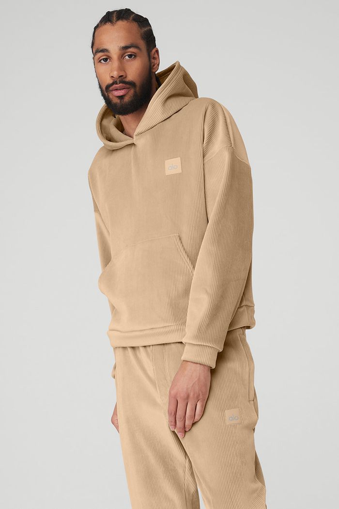 Alo Yoga Velour Baller Hoodie Herr Bruna | 6598204-OL