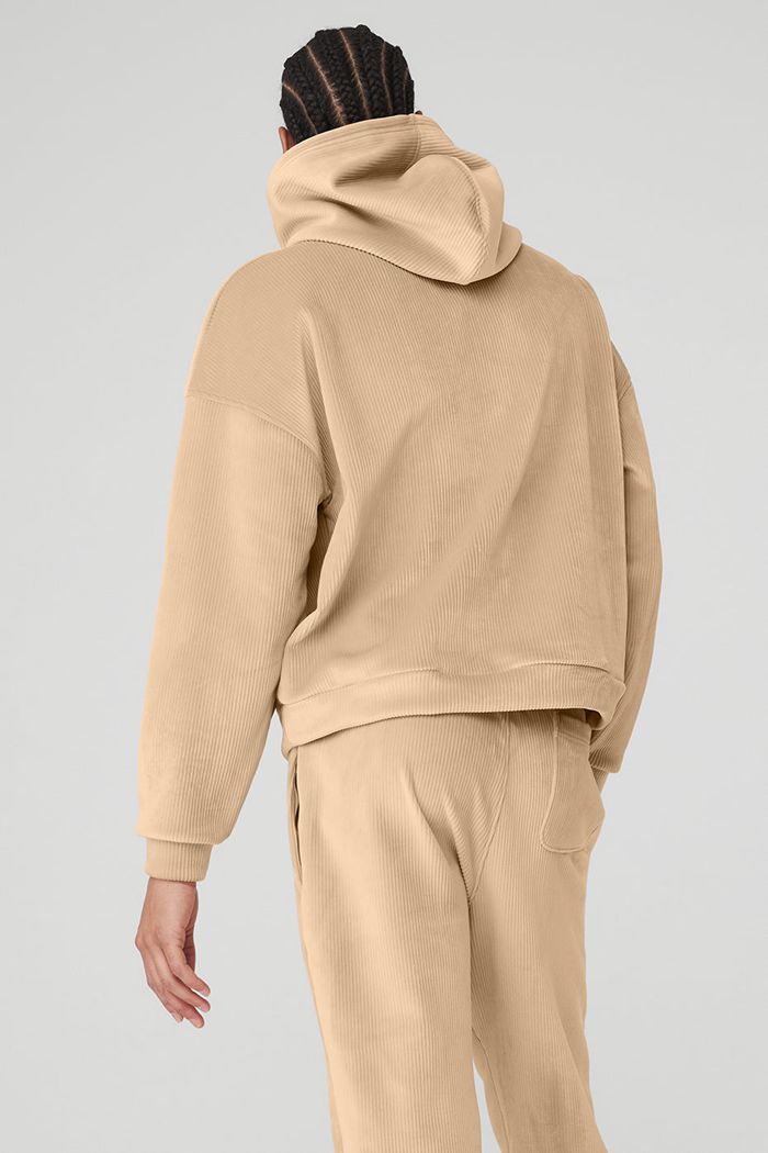Alo Yoga Velour Baller Hoodie Herr Bruna | 6598204-OL