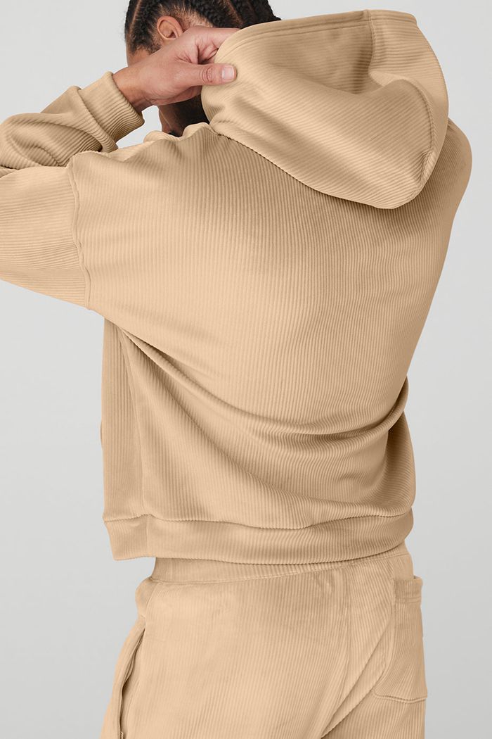 Alo Yoga Velour Baller Hoodie Herr Bruna | 6598204-OL