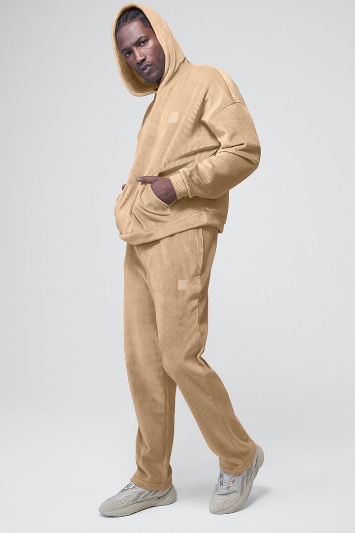 Alo Yoga Velour Baller Hoodie Herr Bruna | 6598204-OL